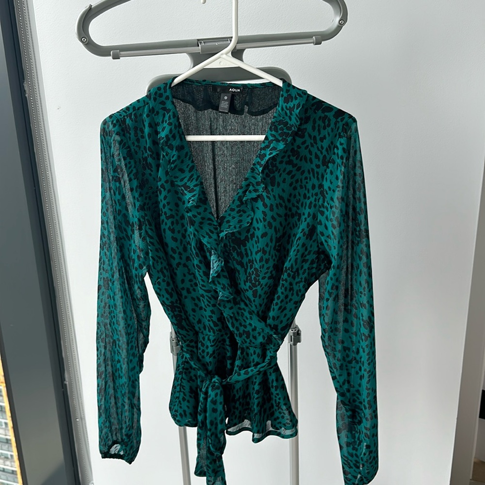 Green and black Aqua blouse